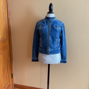 Spanish Harlem Semi Cropped Blue Denim Jacket Size M